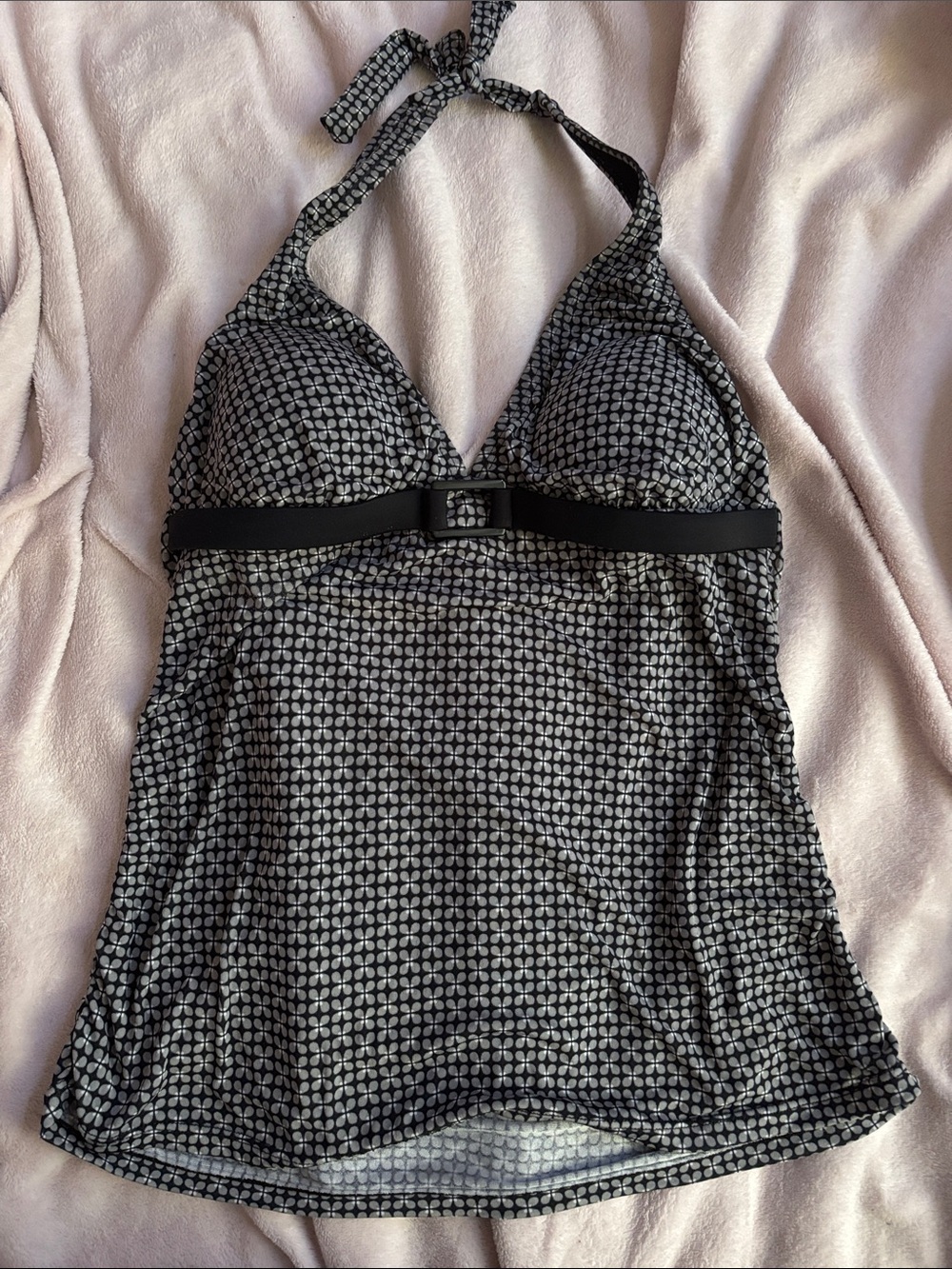 Speedo Black and White Halter Tankini Top